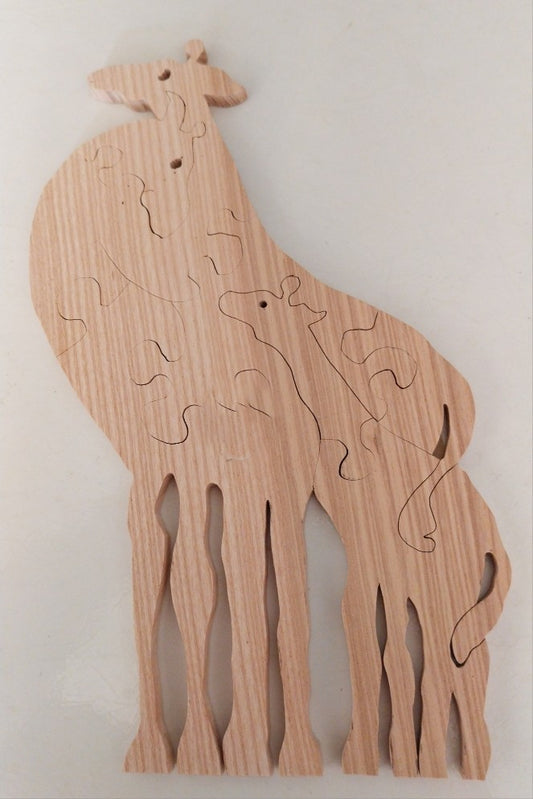 Jeux Puzzle couple girafe et leur petit en bois massif, convient enfants + 3 ans